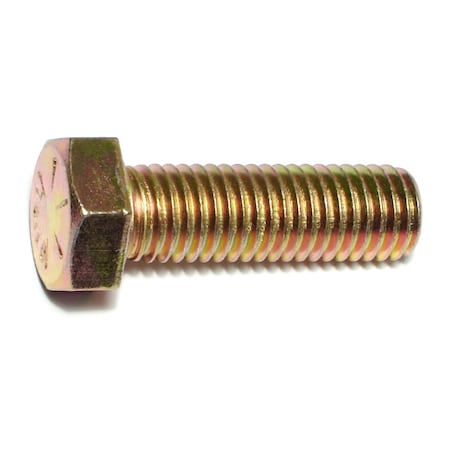 Midwest Fastener Grade 8, 5/8"-11 Hex Head Cap Screw, Zinc Yellow Steel, 2 in L, 10 PK 00749